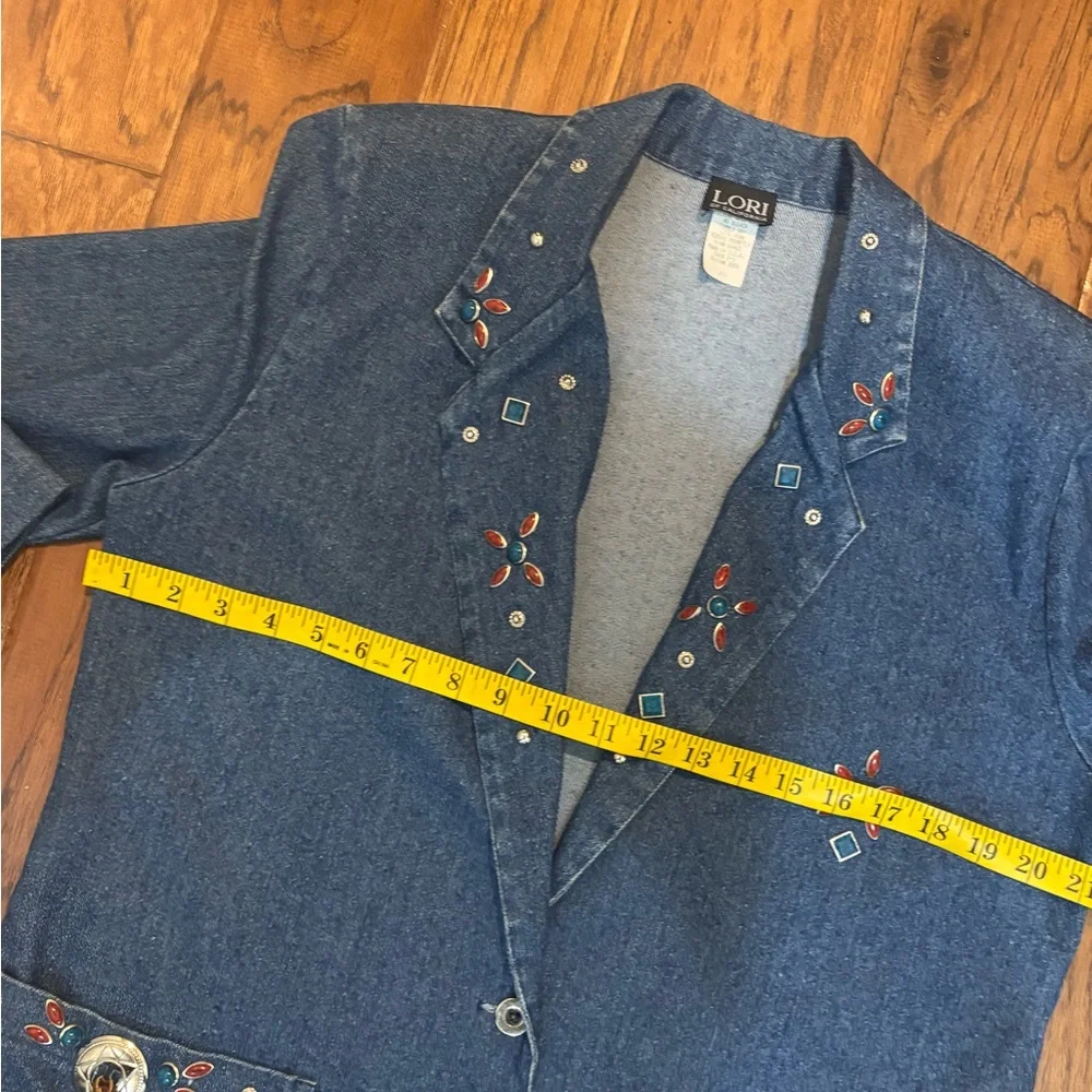 Vintage Lori of California Western Denim Blazer – Hand Painted embleshed - Picture 10 of 12